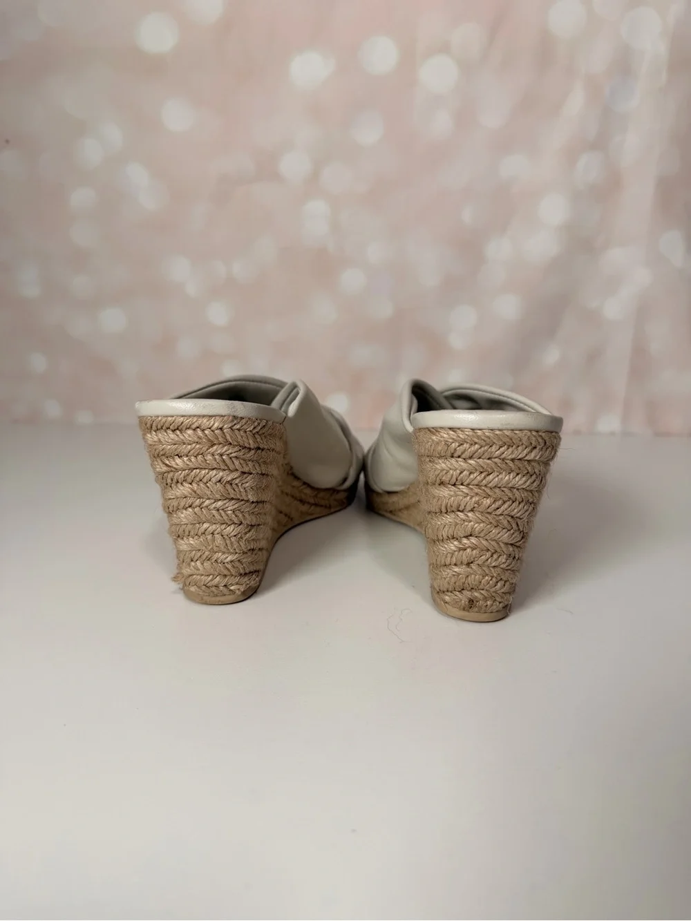 VINCE. Cream Espadrille Wedge Sandals